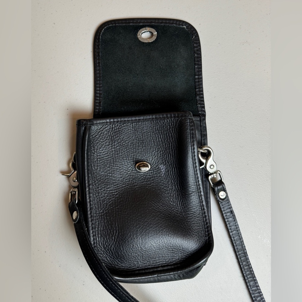 Vintage Genuine Leather Black Crossbody Bag